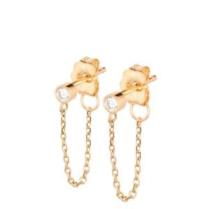 CATBIRD DIAMOND EARRINGS PETITE (Pair) Chained To My Heart 14k Gold
